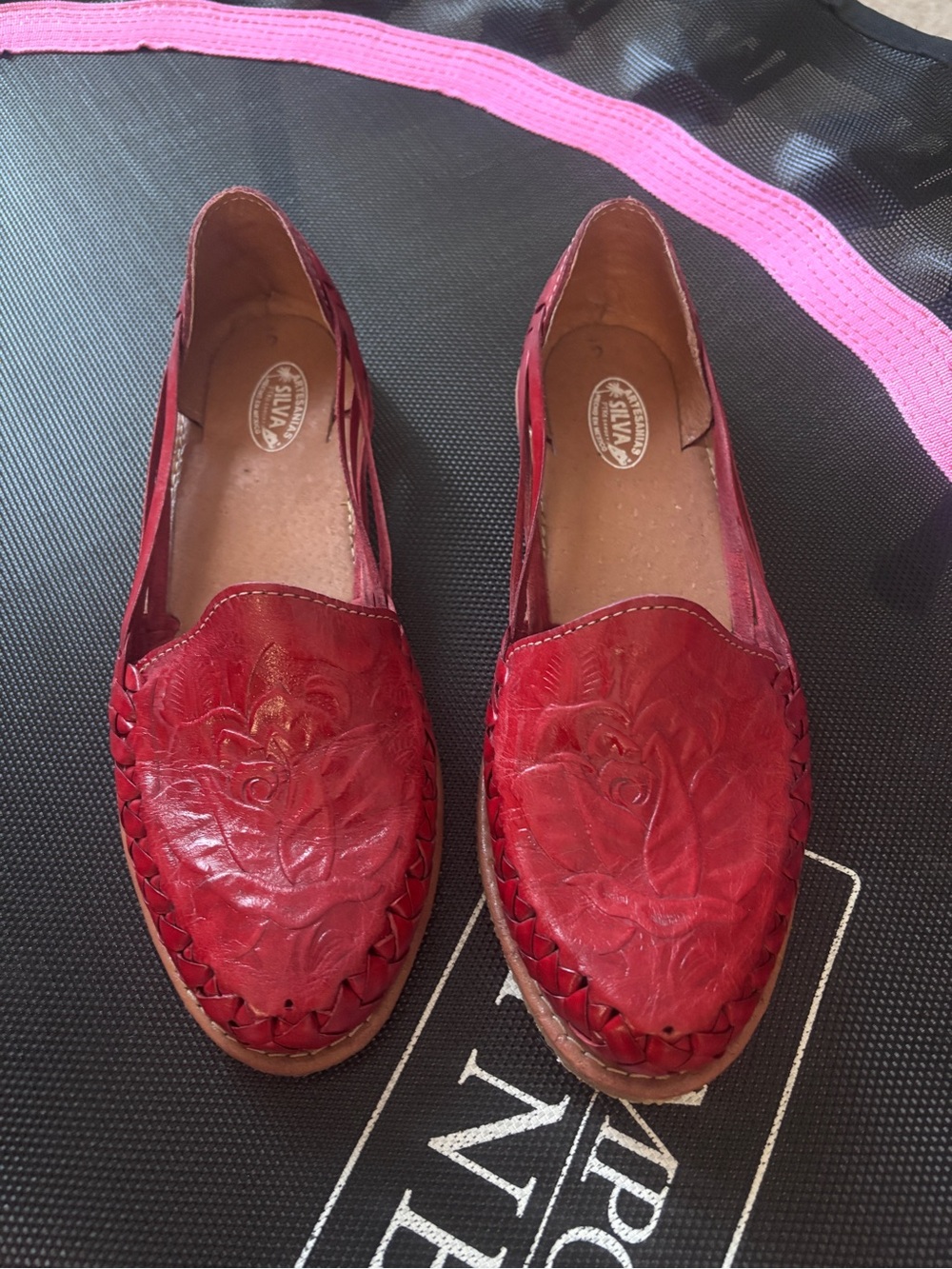 Gorgeous Huarache Flats with Rose Detail, Made in Mexico